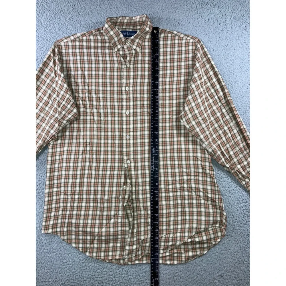 Ralph Lauren Button Down Men 2XL 16 34/35 Yarmouth Plaid Neutral Green Brown L/S